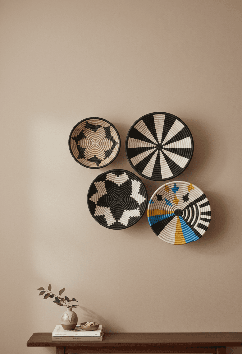 African woven basket bowls