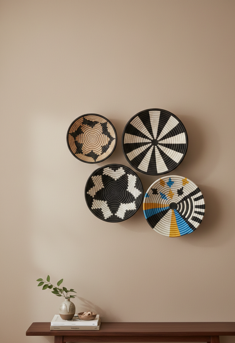 African woven basket bowls