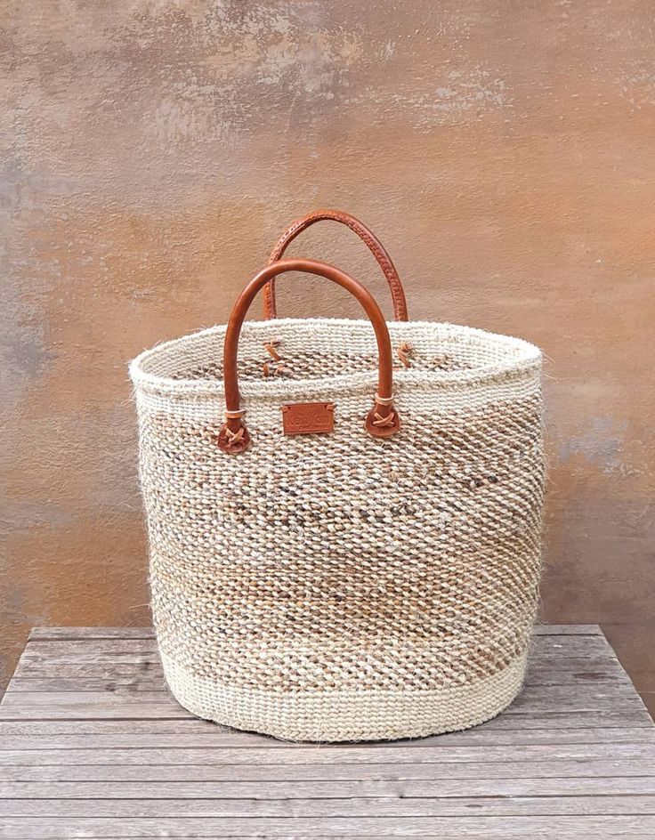 Natural sisal tote basket